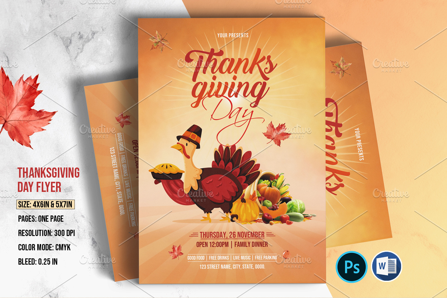 Thanksgiving Day Flyer V03 Creative Photoshop Templates Creative Market