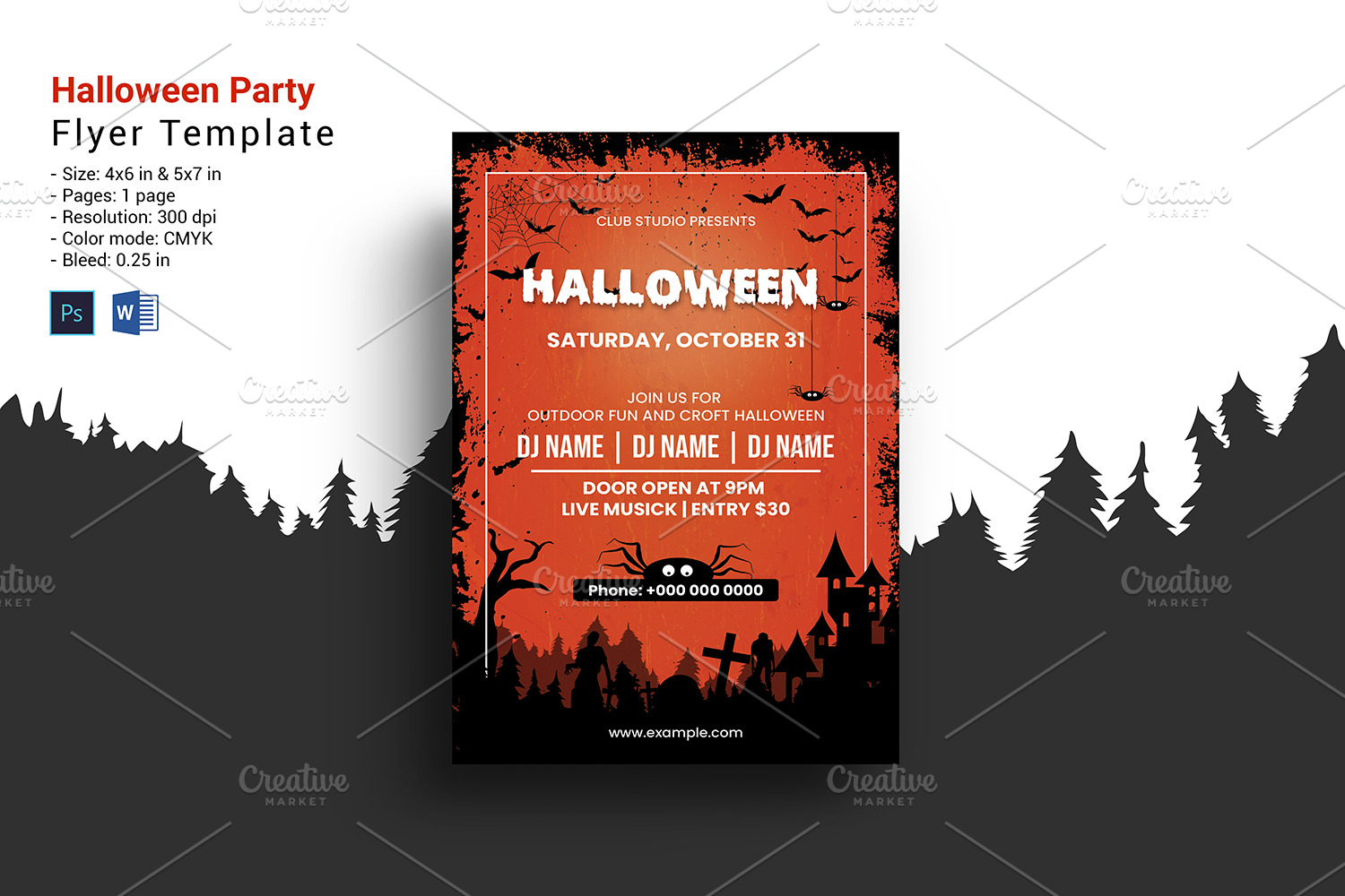 Halloween Party Flyer V1359 Creative Photoshop Templates Creative Market