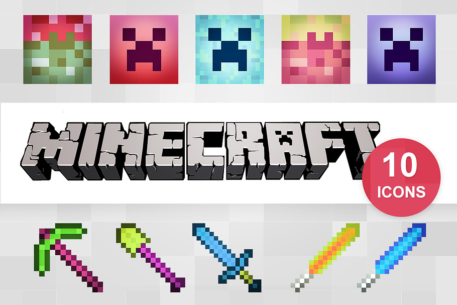 Download 50 Minecraft Icons Pre Designed Illustrator Graphics Creative Market PSD Mockup Templates