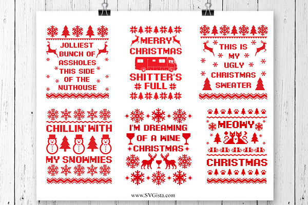 Download Ugly Christmas Sweater Svg Bundle Pre Designed Photoshop Graphics Creative Market 3D SVG Files Ideas | SVG, Paper Crafts, SVG File