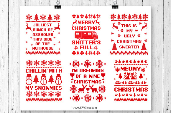 Ugly Christmas Sweater Svg Bundle Pre Designed Photoshop Graphics Creative Market