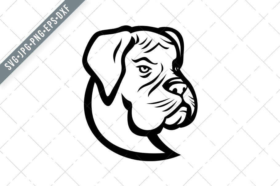 Head Of Boxer Dog German Boxer Svg Pre Designed Illustrator Graphics Creative Market