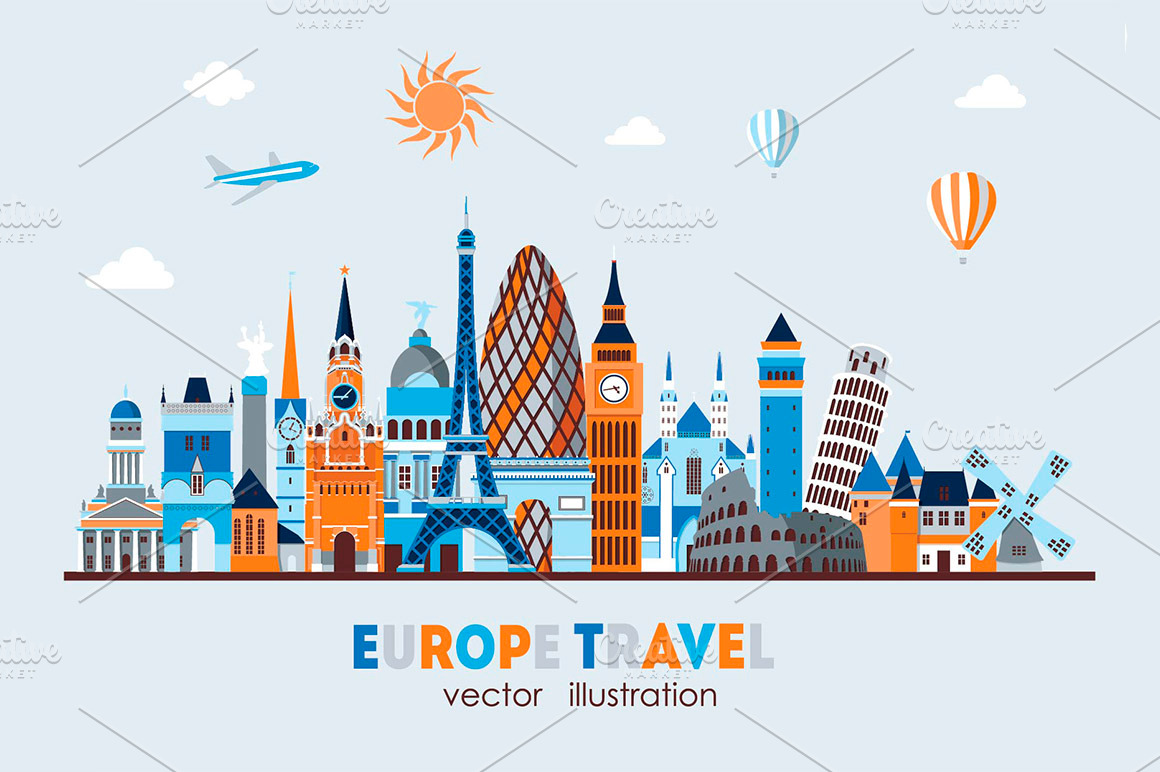 Europe skyline detailed silhouette | Work Illustrations ~ Creative Market