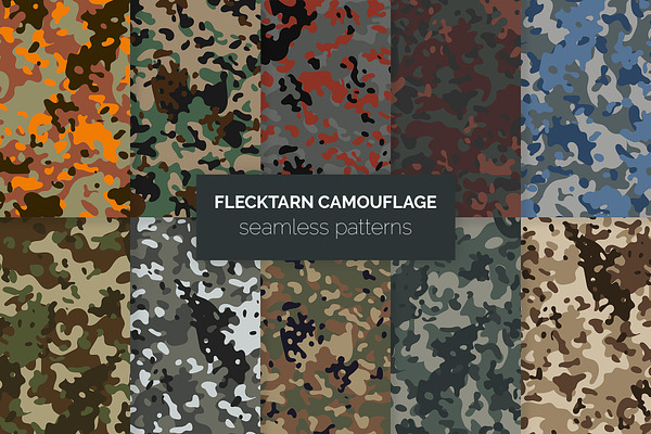 Flecktarn Camo Seamless Patterns | Pre-Designed Illustrator Graphics ...