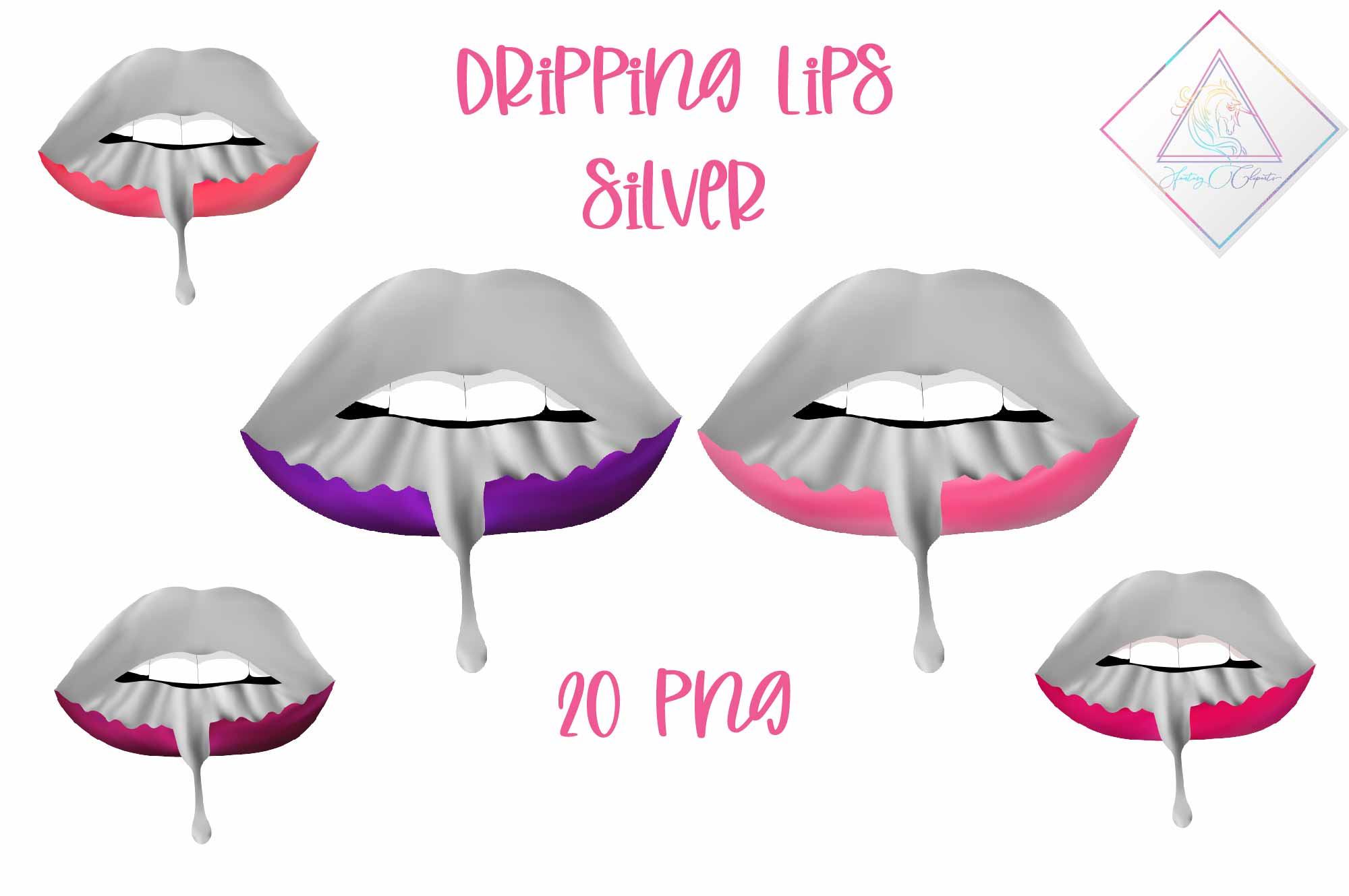 Download Silver Dripping Lips Clipart Creative Market