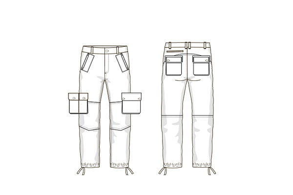 Military Pants Fashion Flat Template | Creative Illustrator Templates ...