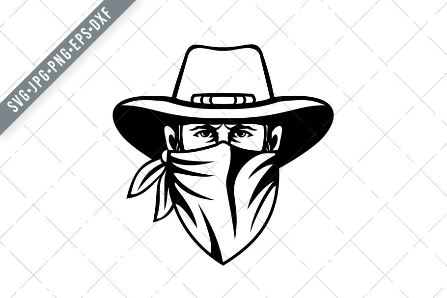 Download Cowboy With Face Mask Svg Pre Designed Illustrator Graphics Creative Market