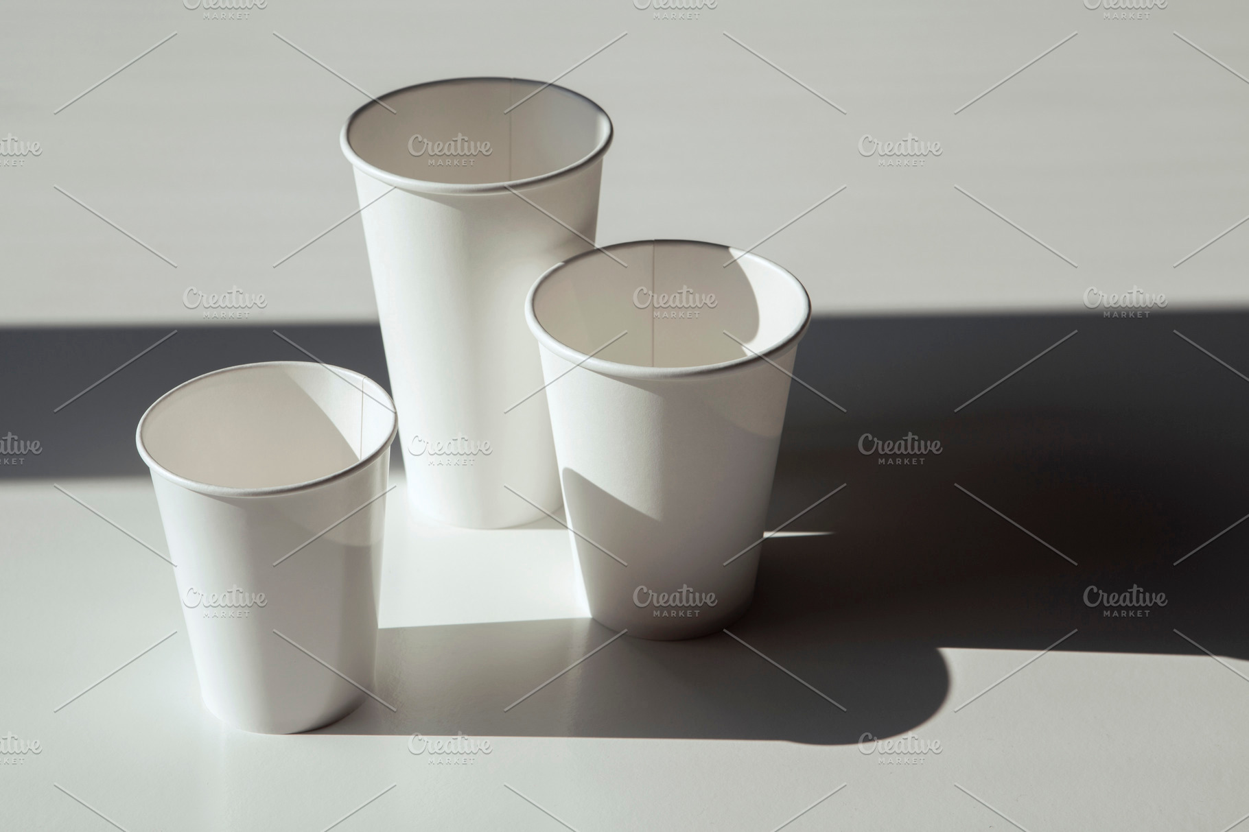 Download Three White Paper Cups For Take Away High Quality Stock Photos Creative Market