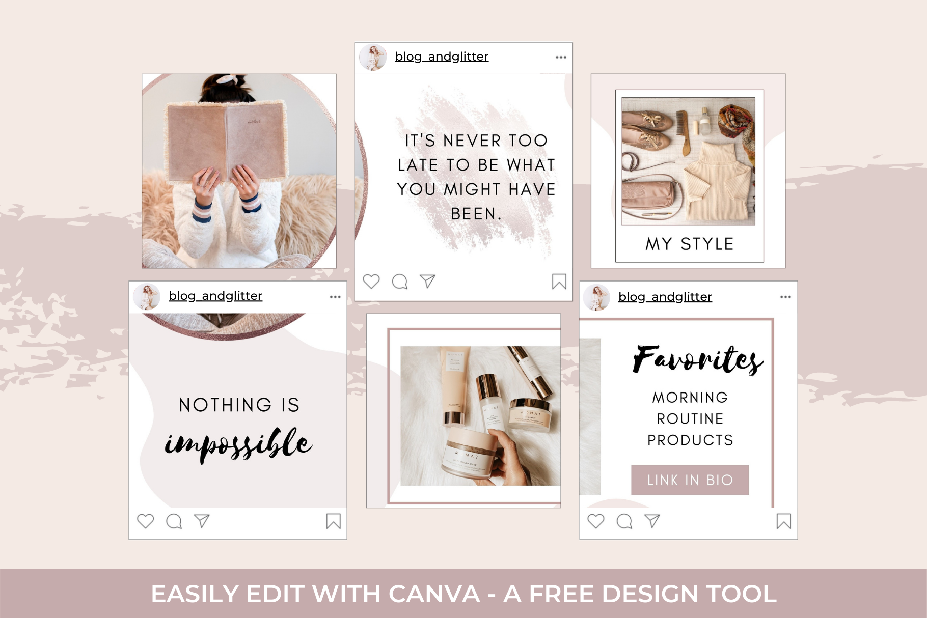 Instagram Puzzle Feed Template Brown | Social Media Templates ...