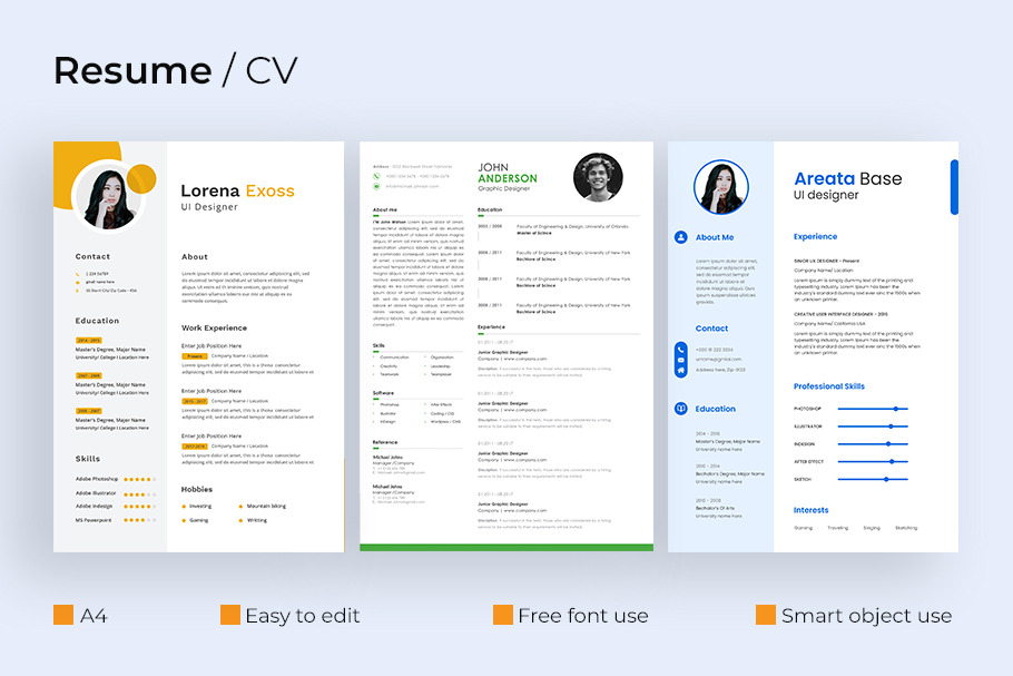 Resume CV Template for your career | Photoshop Templates ~ Creative Market