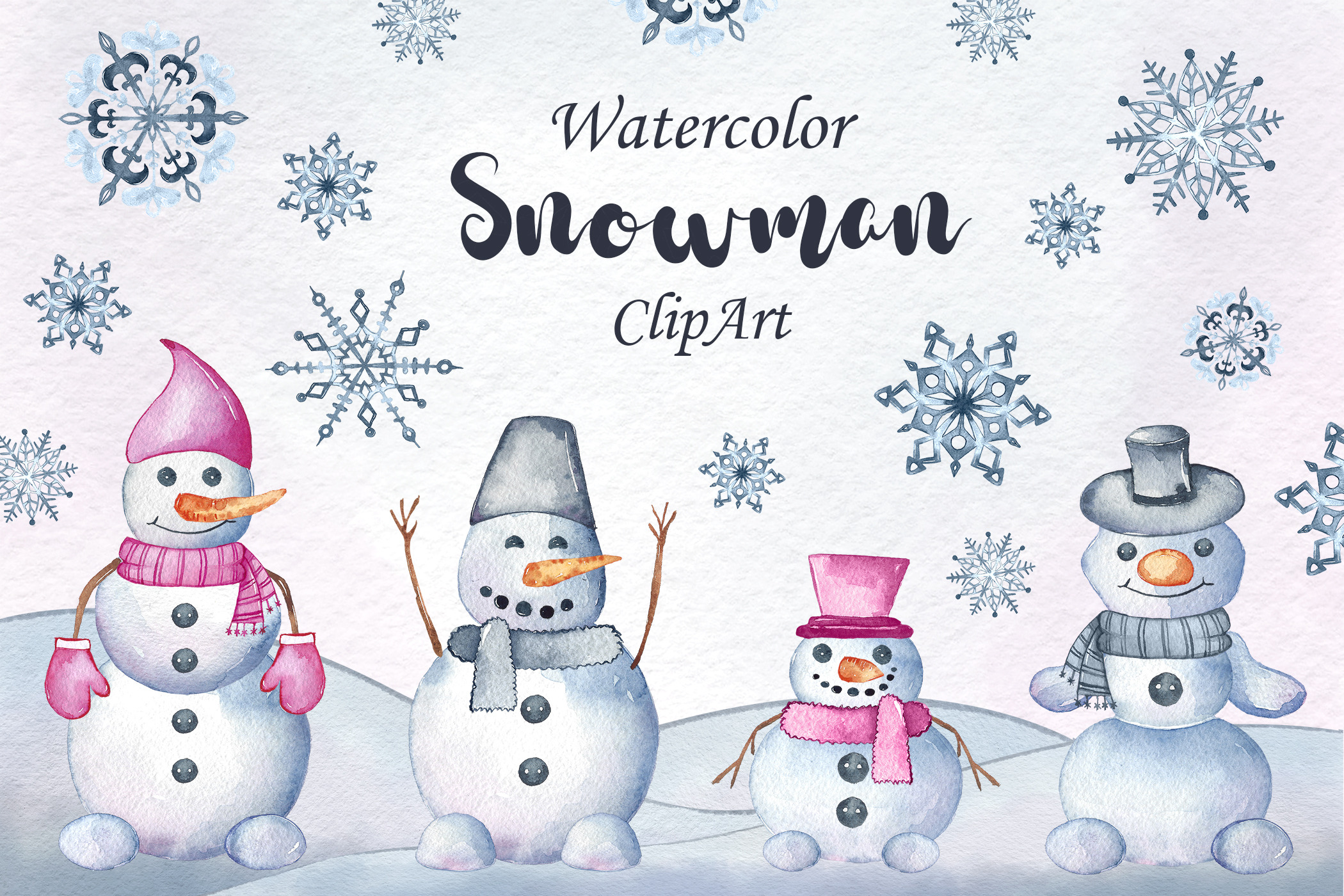 Snowman Clipart Watercolor Snowman Pre Designed Photoshop Graphics Creative Market