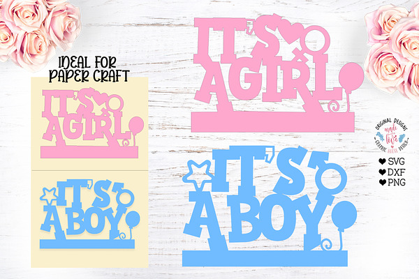 Download It S A Girl It S A Boy Baby Svg Pre Designed Photoshop Graphics Creative Market 3D SVG Files Ideas | SVG, Paper Crafts, SVG File