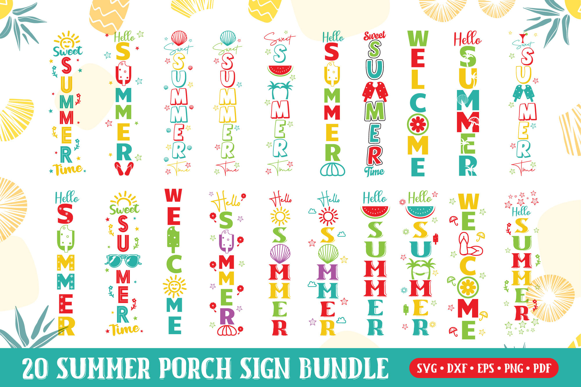 Download Summer Porch Sign Svg Bundle Pre Designed Illustrator Graphics Creative Market PSD Mockup Templates