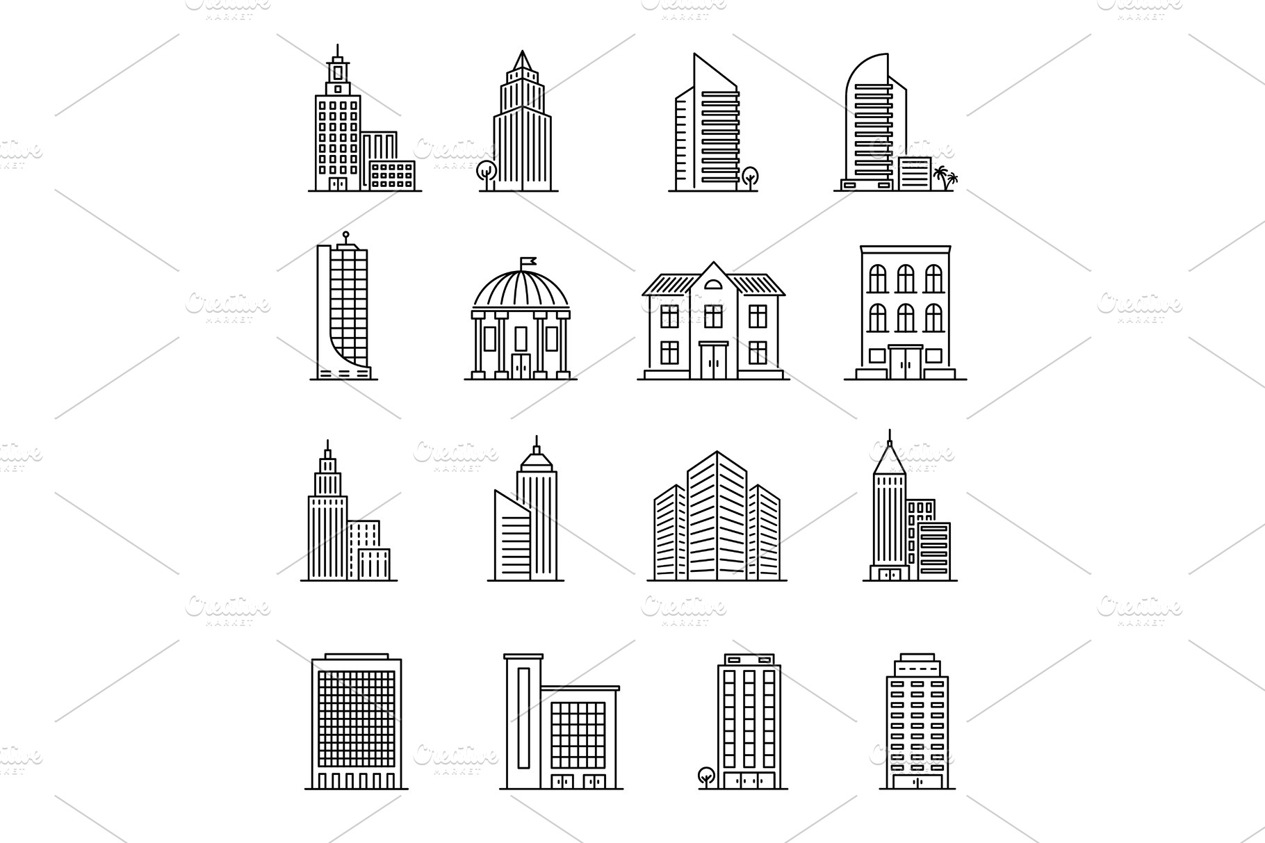 Line buildings. Urban architecture | Background Graphics ~ Creative Market