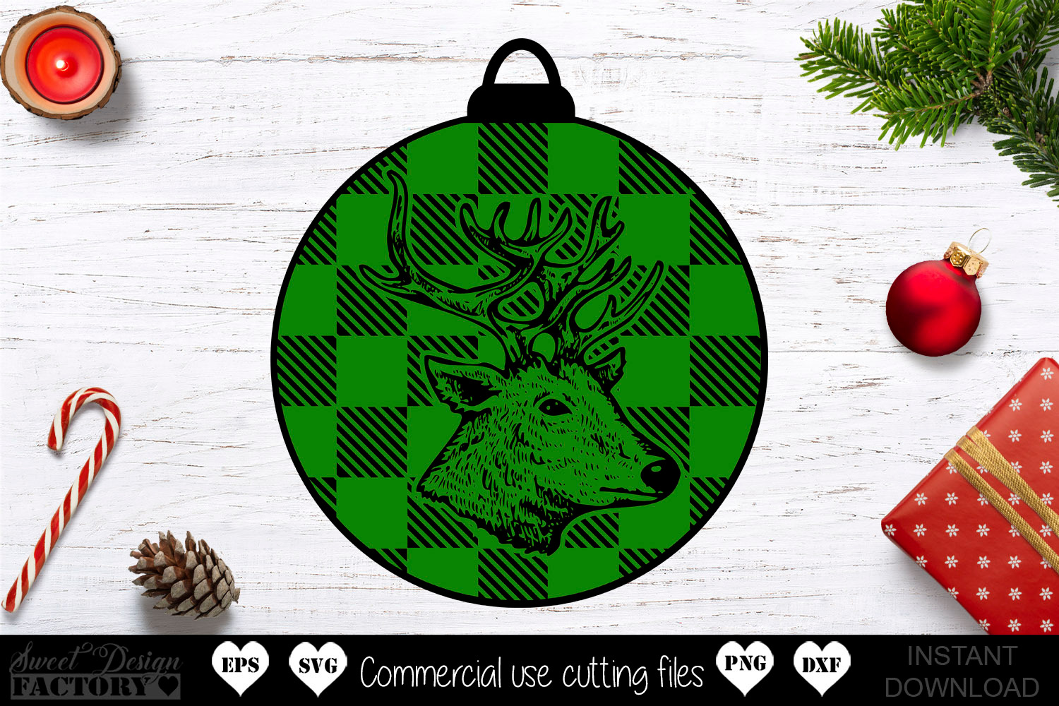 Download Christmas Ball Buffalo Plaid Svg Pre Designed Photoshop Graphics Creative Market