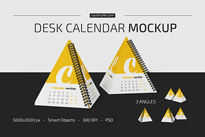 Download Spiral Pyramid Desk Calendar Mockup Creative Photoshop Templates Creative Market PSD Mockup Templates