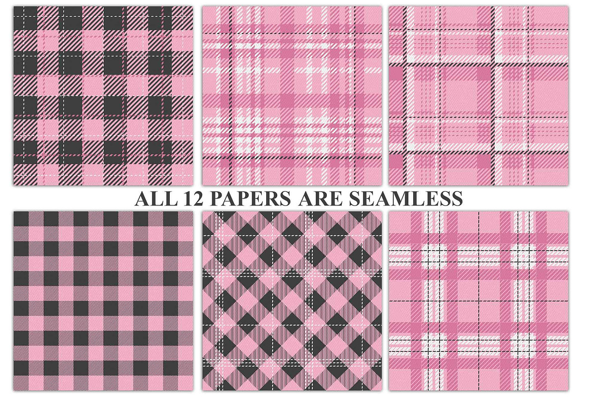 Download Baby Pink Plaid Digital Paper | Creative Market