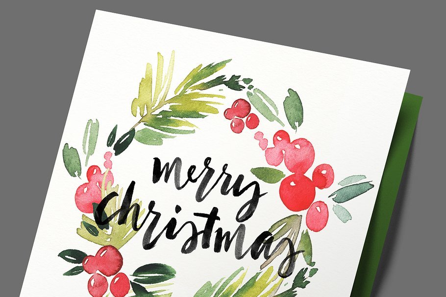 Set of watercolor Christmas cards | Creative Photoshop Templates