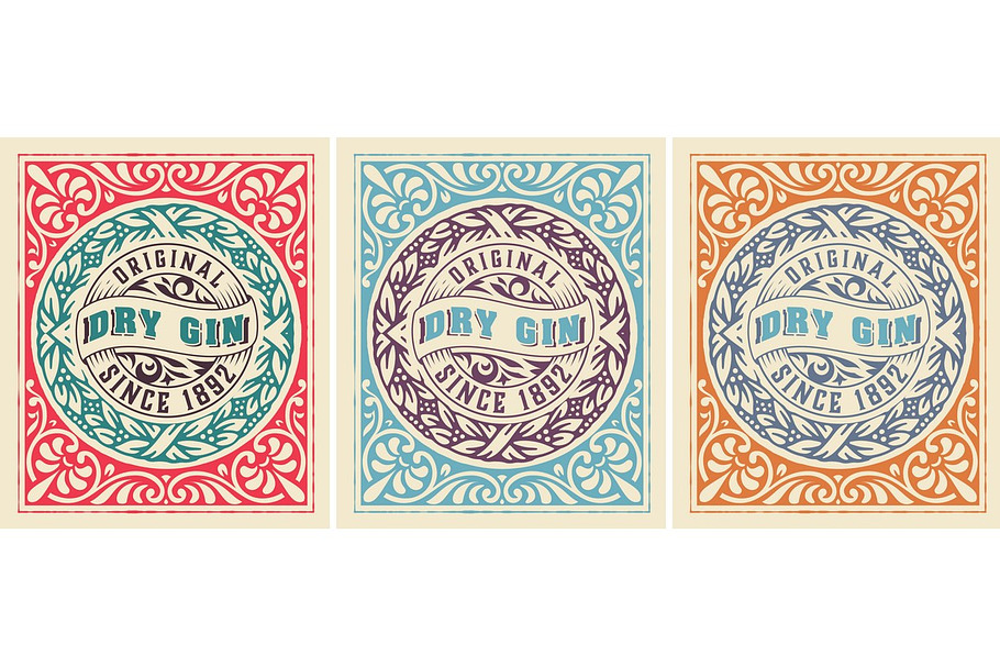 vintage gin label creative illustrator templates creative market