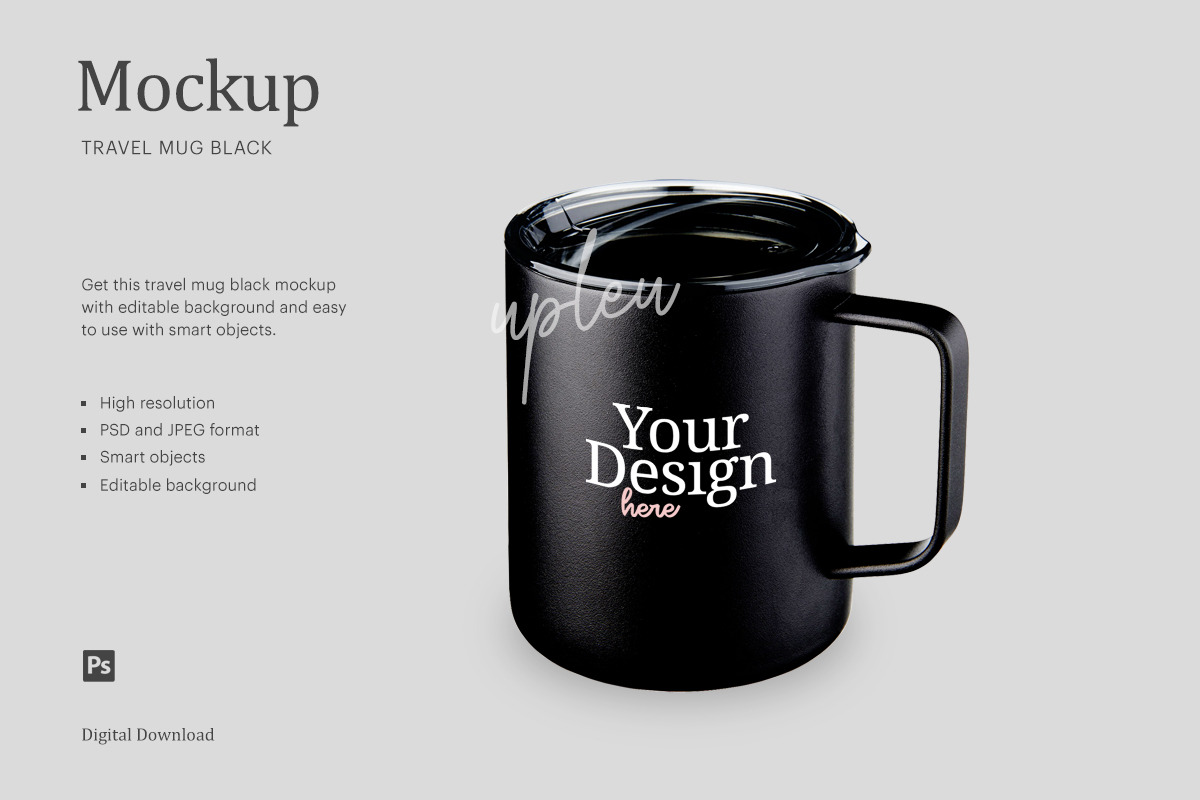 Download Stainless Steel Black Mug Mock Up | Creative Photoshop ...