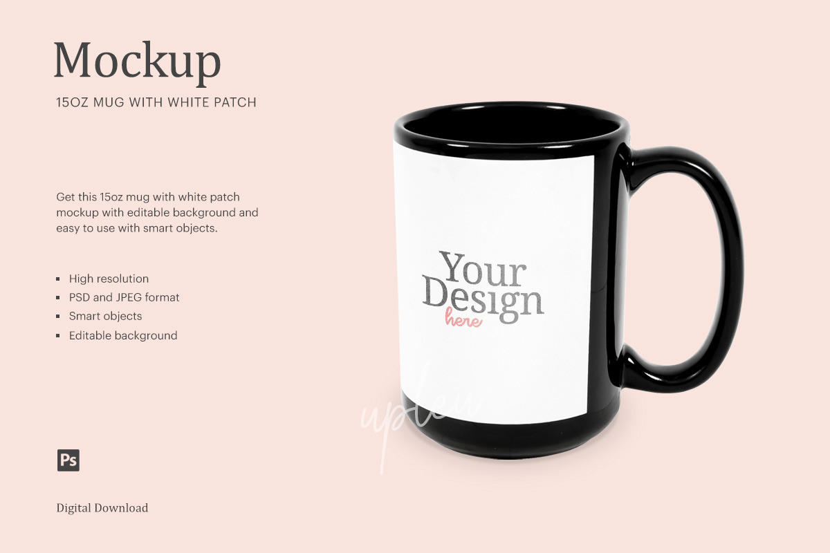 Download Black Mug With White Patch Mock Up | Creative Photoshop ...