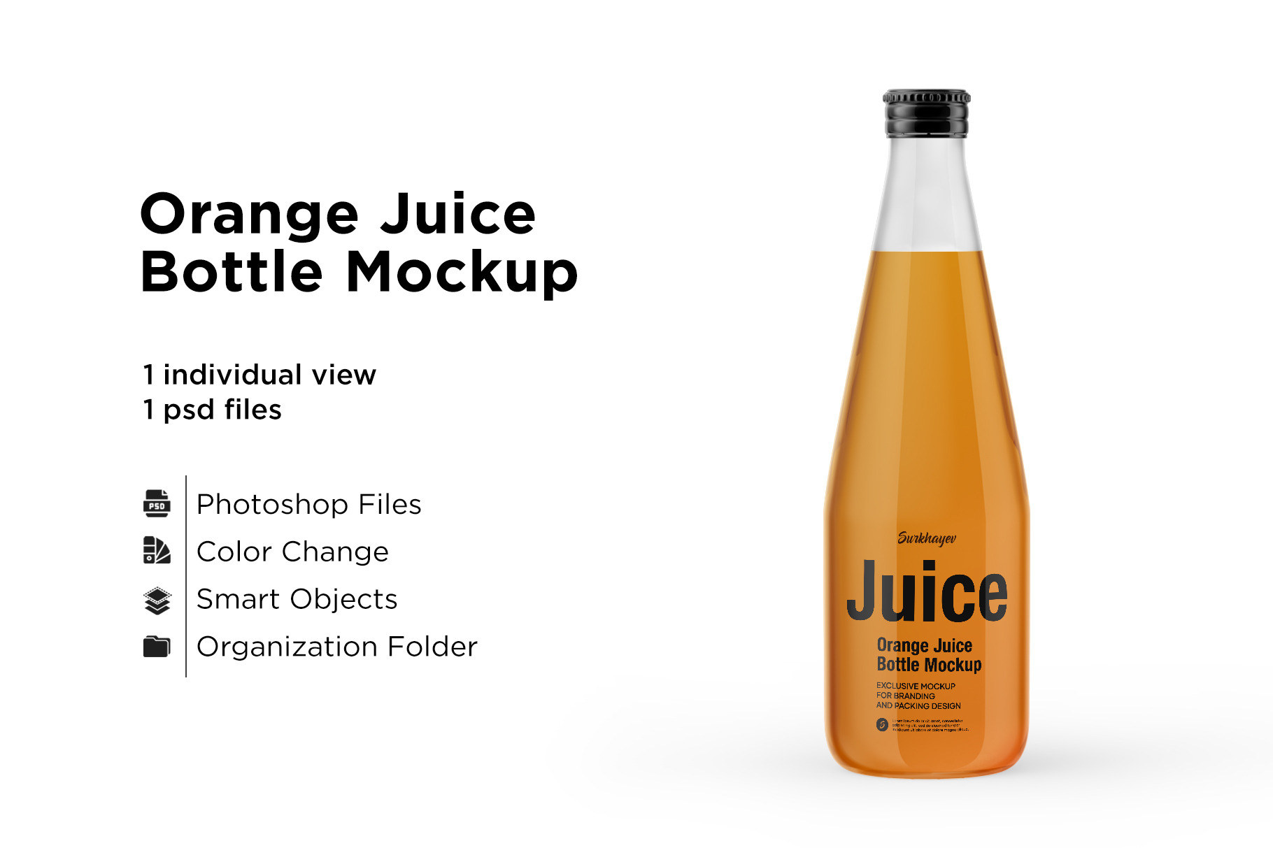 Download Orange Juice Bottle Mockup Creative Photoshop Templates Creative Market