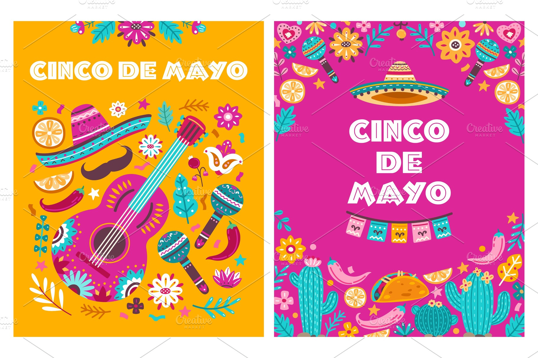 Cinco De Mayo Poster Mexican Party Pre Designed Vector Graphics Creative Market