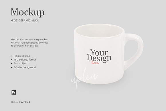 6 Oz Ceramic Mug Mock Up Creative Photoshop Templates Creative Market