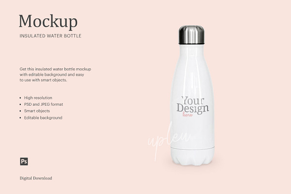 Download 500 Ml Insulated Water Bottle Mockup Creative Photoshop Templates Creative Market