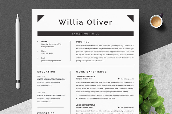 Creative Resume Curriculum Vitae CV | Creative Market