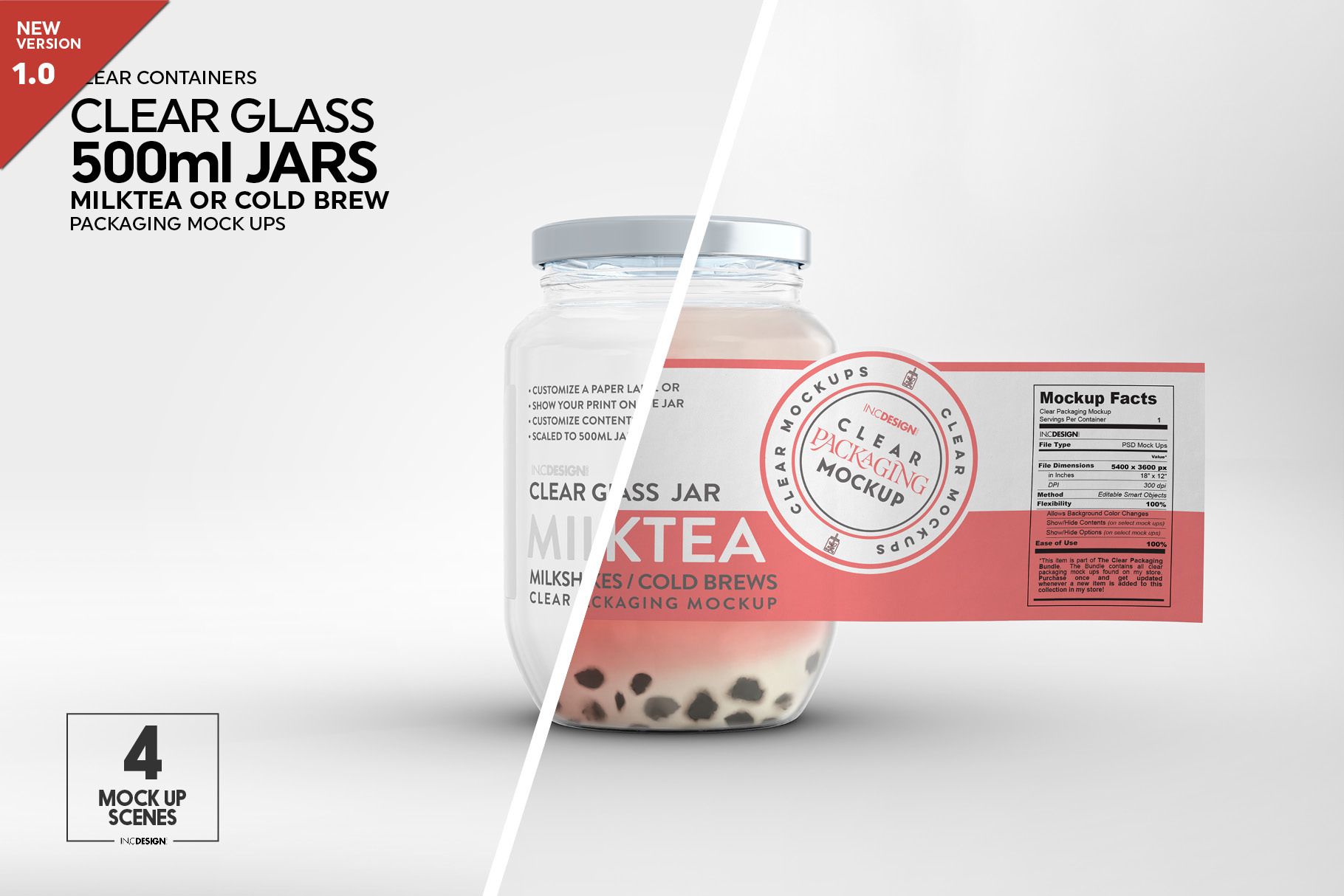 Download Clear Glass Jar Packaging Mockup Creative Photoshop Templates Creative Market PSD Mockup Templates