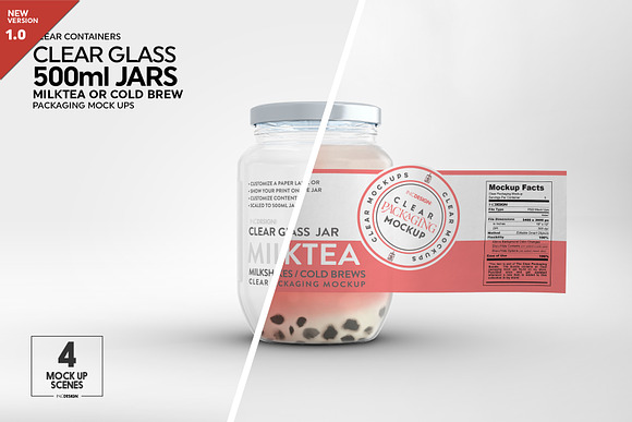 Download Clear Glass Jar Packaging Mockup Creative Photoshop Templates Creative Market