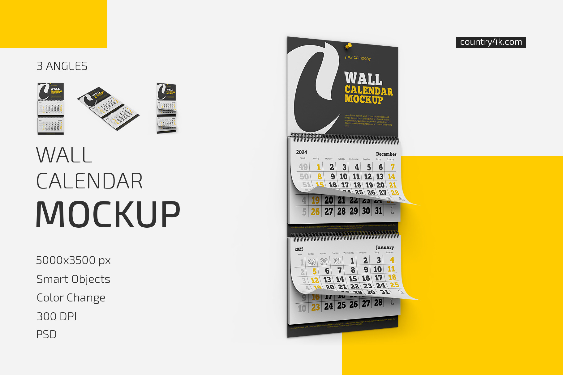 Download Wall Calendar V03 Mockup Set Creative Photoshop Templates Creative Market PSD Mockup Templates