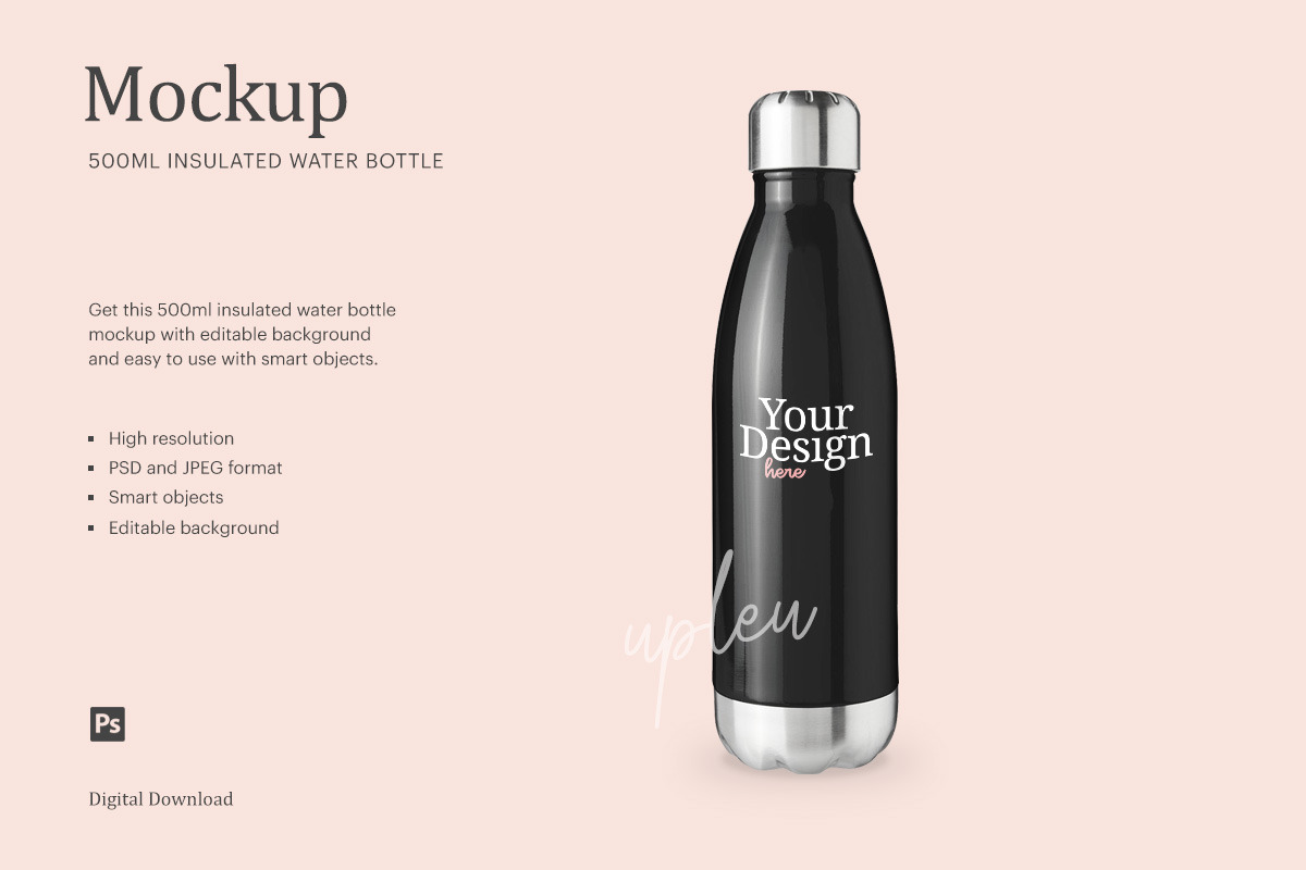 Download 500 Ml Insulated Water Bottle Mockup Creative Photoshop Templates Creative Market