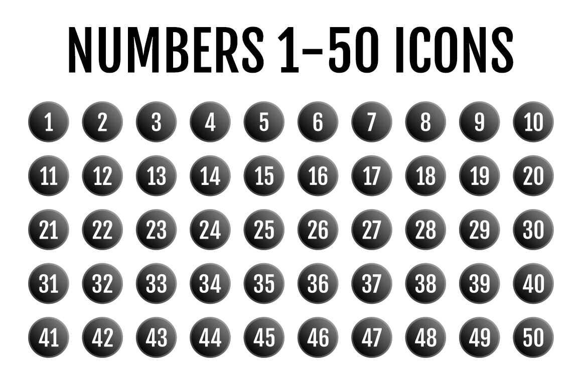 Download Numbers 1 50 Icons Pre Designed Illustrator Graphics Creative Market