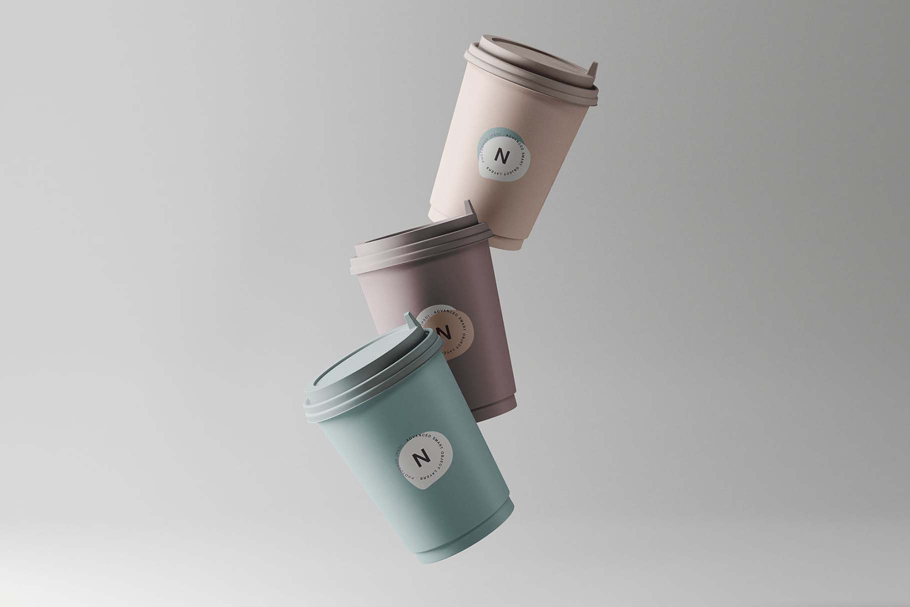 Download Flying Paper Coffee Cups Mockup Creative Product Mockups Creative Market