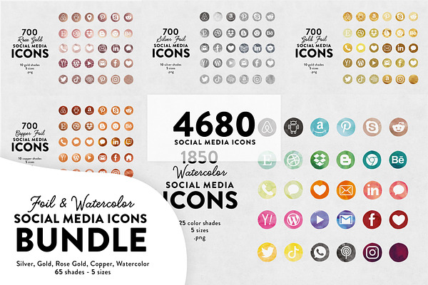 Rose Gold Social Media Icons Pre Designed Photoshop Graphics Creative Market