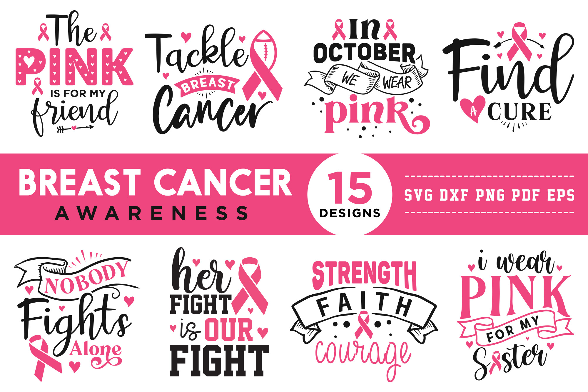 Download Breast Cancer Svg Bundle Pre Designed Illustrator Graphics Creative Market