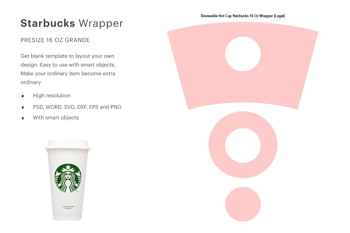 Download 16 Oz Starbucks Reusable Cup Wrapper Creative Canva Templates Creative Market