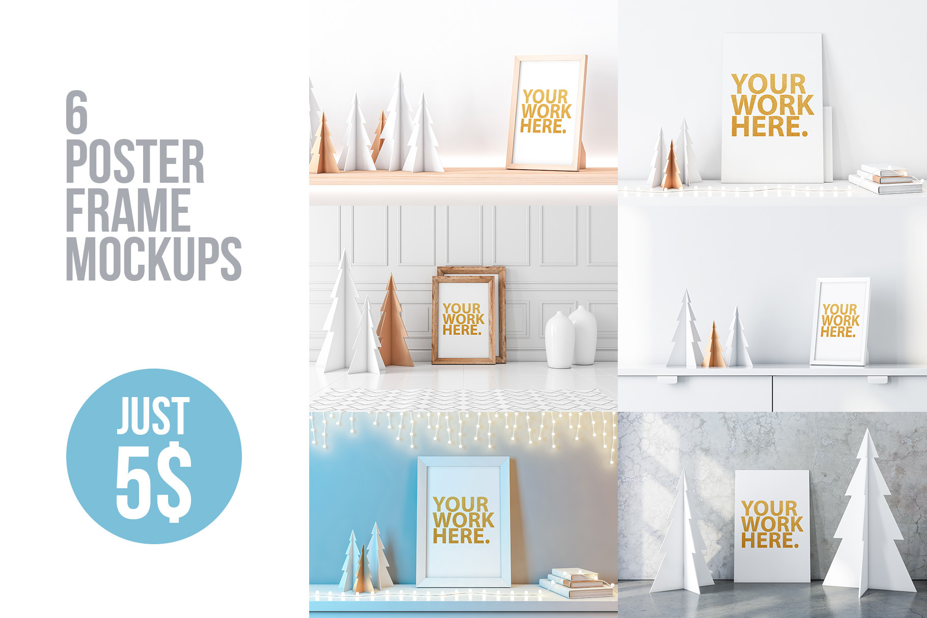 Download Poster Frame Christmas Mockup Bundle Creative Photoshop Templates Creative Market PSD Mockup Templates