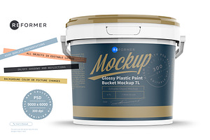 Glossy Plastic Paint Bucket Mockup Creative Photoshop Templates Creative Market