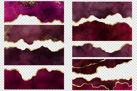 Purple and Gold Agate Border Overlays By Digital Curio | TheHungryJPEG