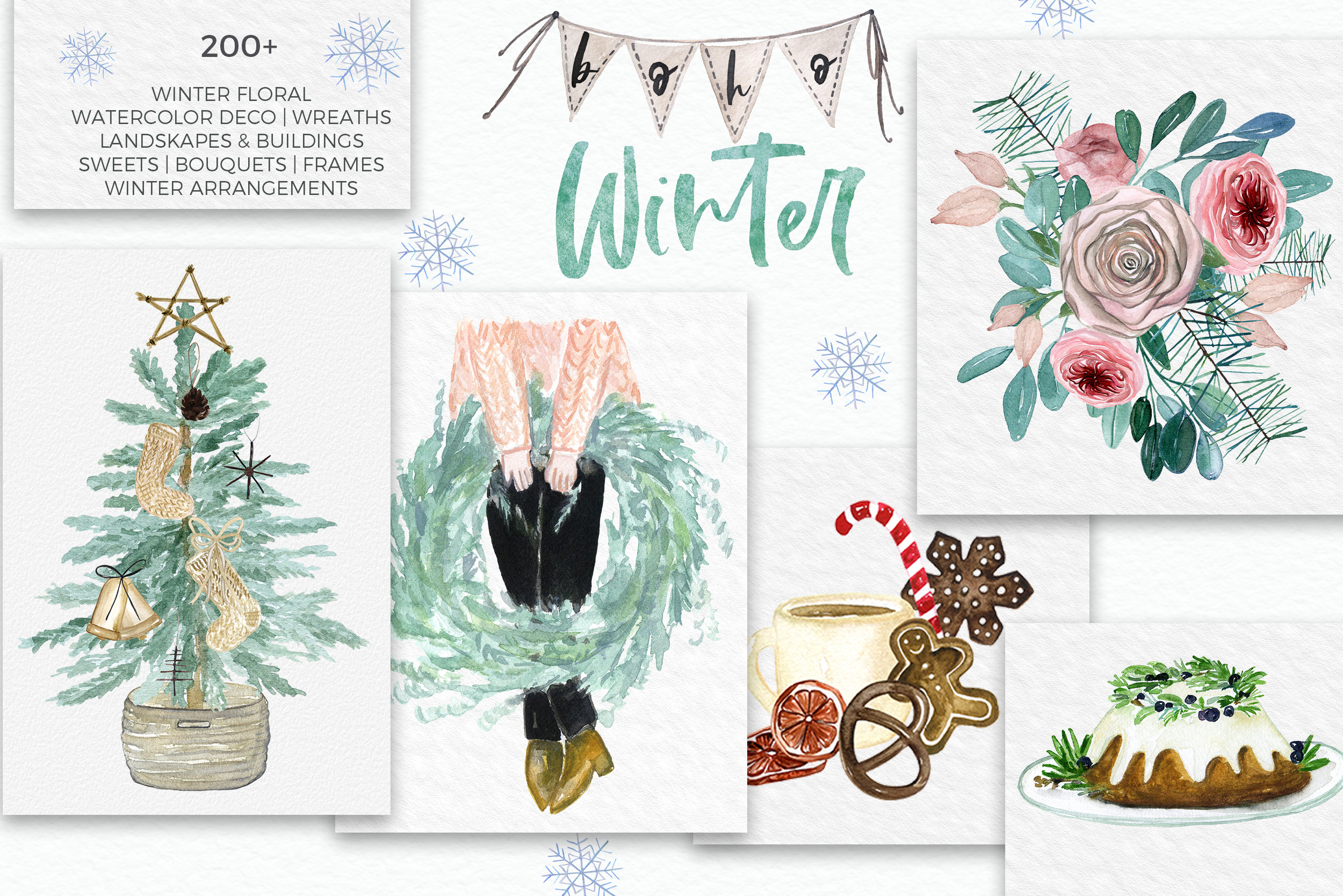 Boho Winter Christmas Watercolor | Illustrations ~ Creative Market