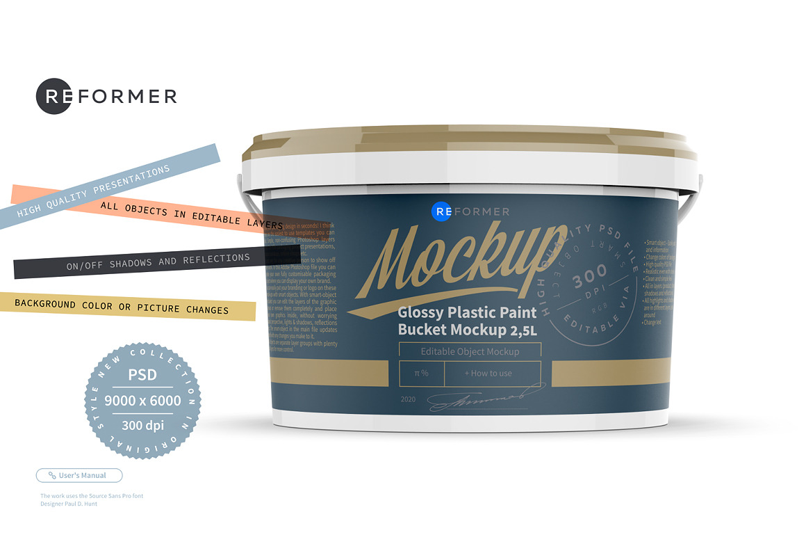 Download Glossy Plastic Paint Bucket Mockup Creative Photoshop Templates Creative Market