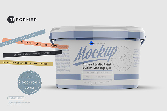 Download Glossy Plastic Paint Bucket Mockup Creative Photoshop Templates Creative Market