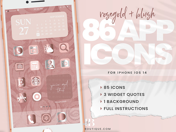 Rose Gold Ios 14 App Icons Custom Designed Icons Creative Market