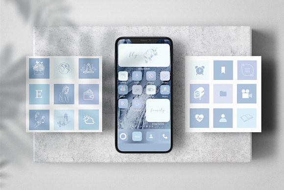 Pastel Blue Iphone Ios 14 App Icons Custom Designed Icons Creative Market