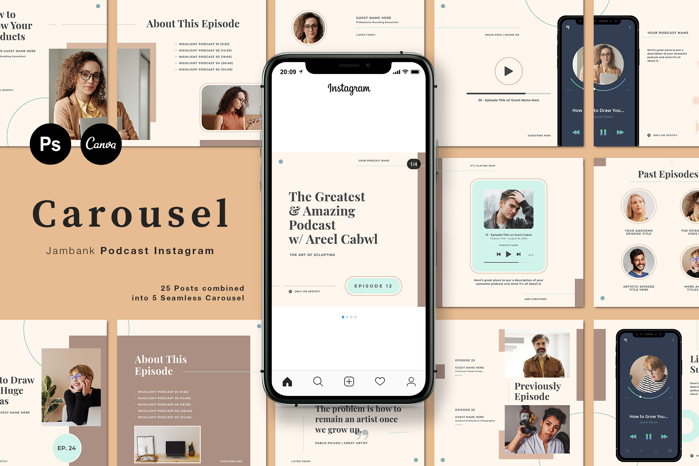 Download Podcast Carousel Instagram Template | Creative Canva ...