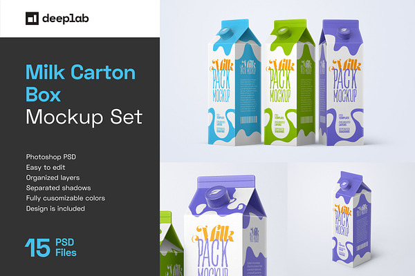 Download Milk Carton Box Mockup Set Package Creative Market Yellowimages Mockups