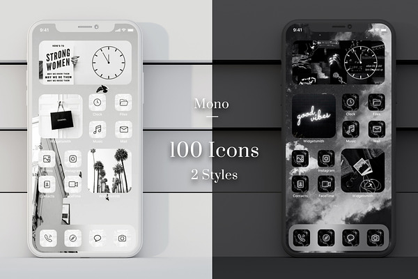 Mono Ios 14 Icons Black White Custom Designed Icons Creative Market